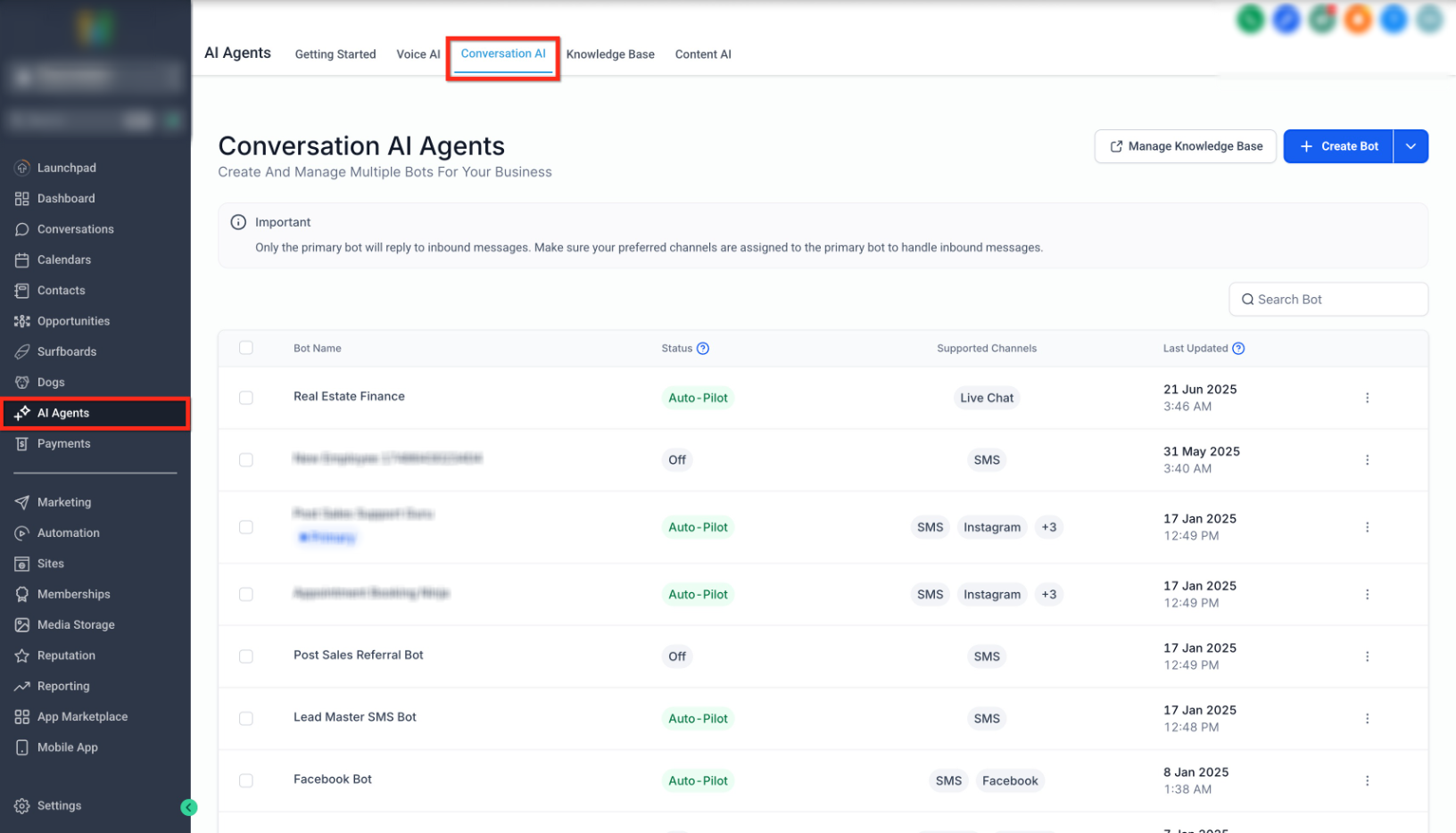 Conversation AI in the Sub-Account view