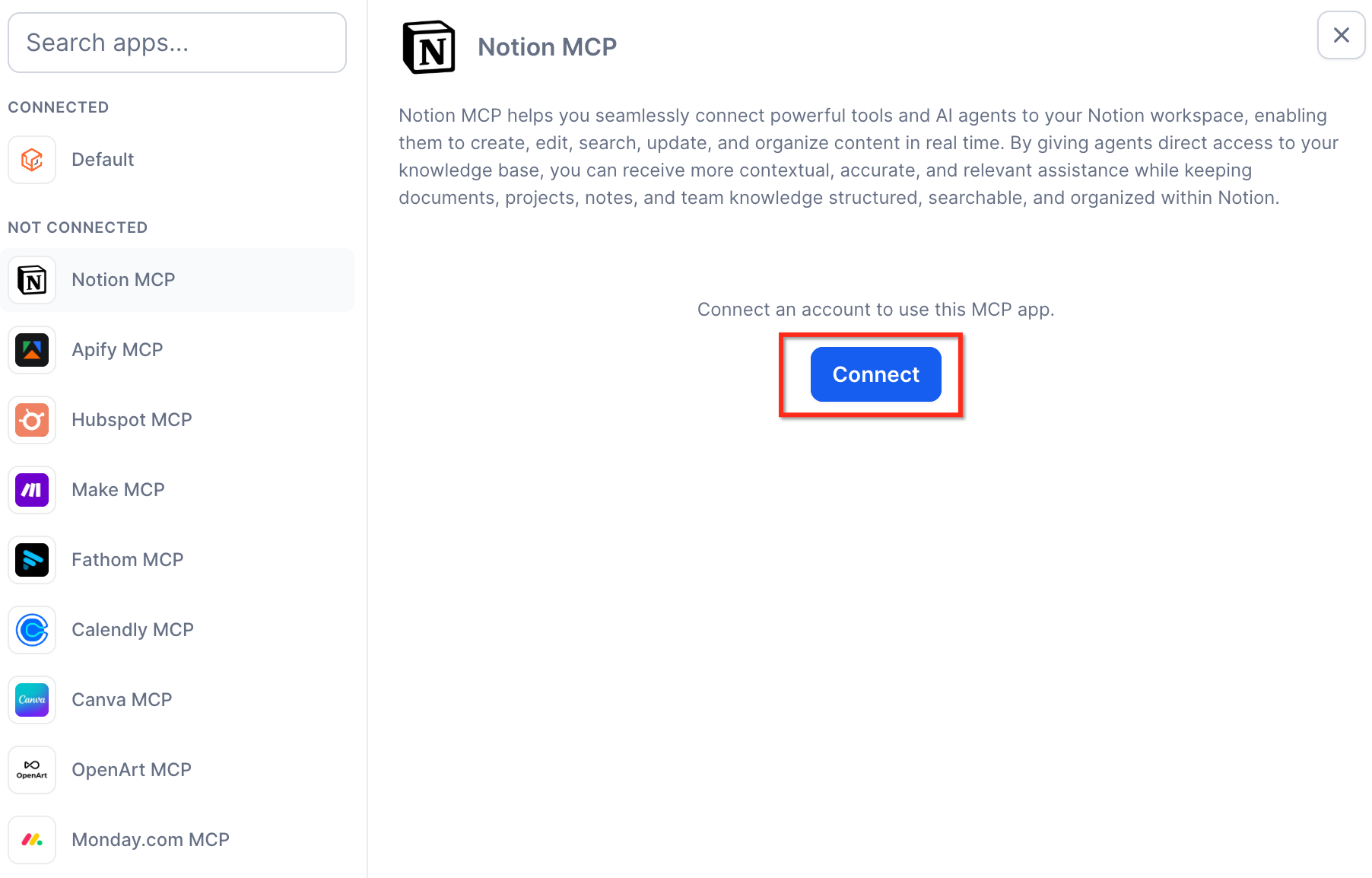 Authenticate an MCP app connection