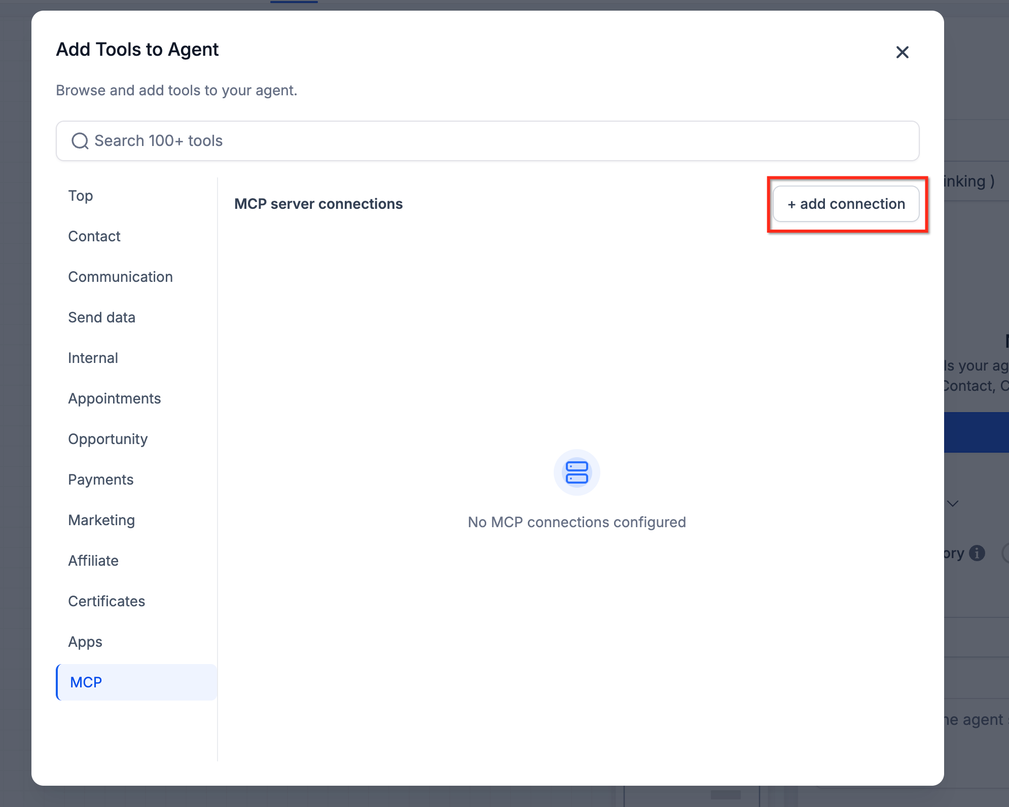 External tools and connector configuration