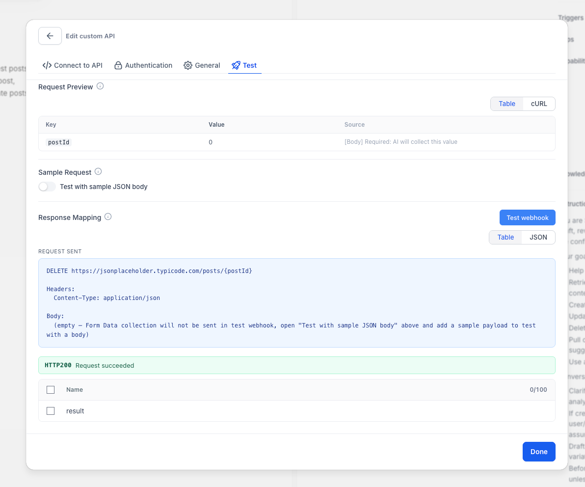 API response field selection