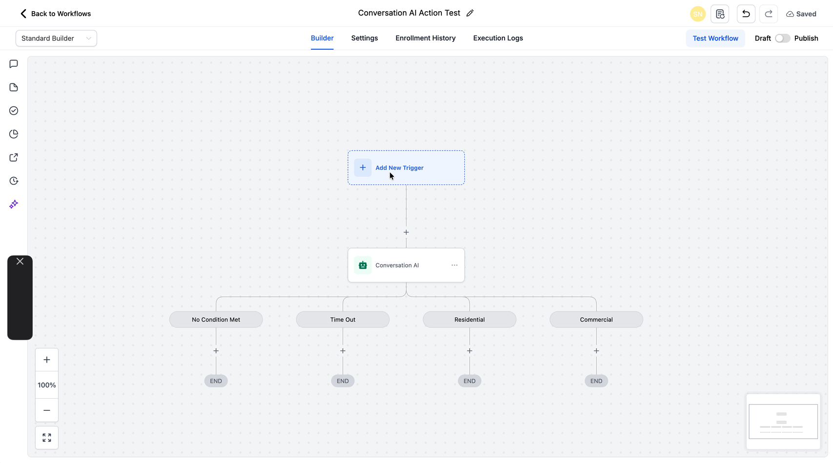 Workflow Builder showing how to add and configure a trigger